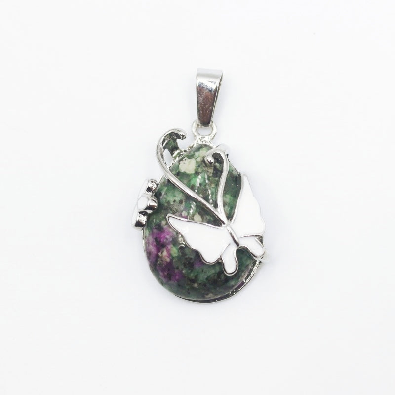 Butterfly Crystal Drop Pendants for Necklace GEMROCKY-Jewelry-Ruby Zoisite-