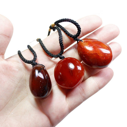 Carnelian Red Agate Polished Dates Pendant Necklaces GEMROCKY-Jewelry-