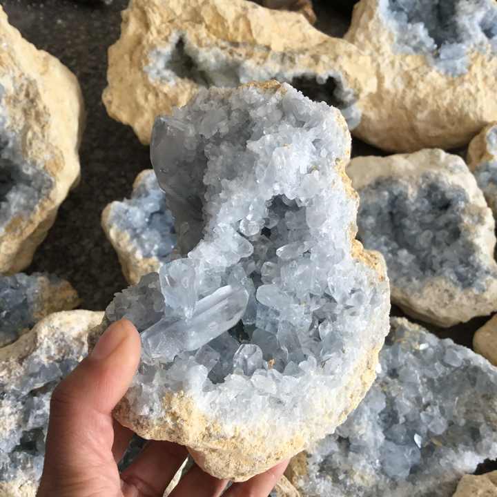 Celestite Geode Cluster Specimen GEMROCKY-Mineral Specimens-