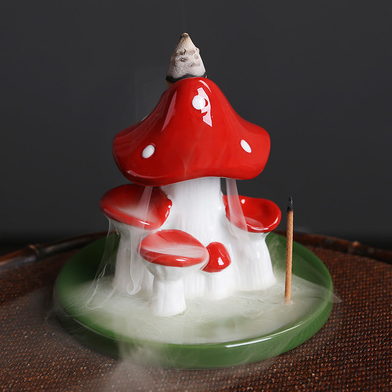 Ceramics Mushroom Backflow Incense Burner Home Decor Ornaments GEMROCKY-Psychic-