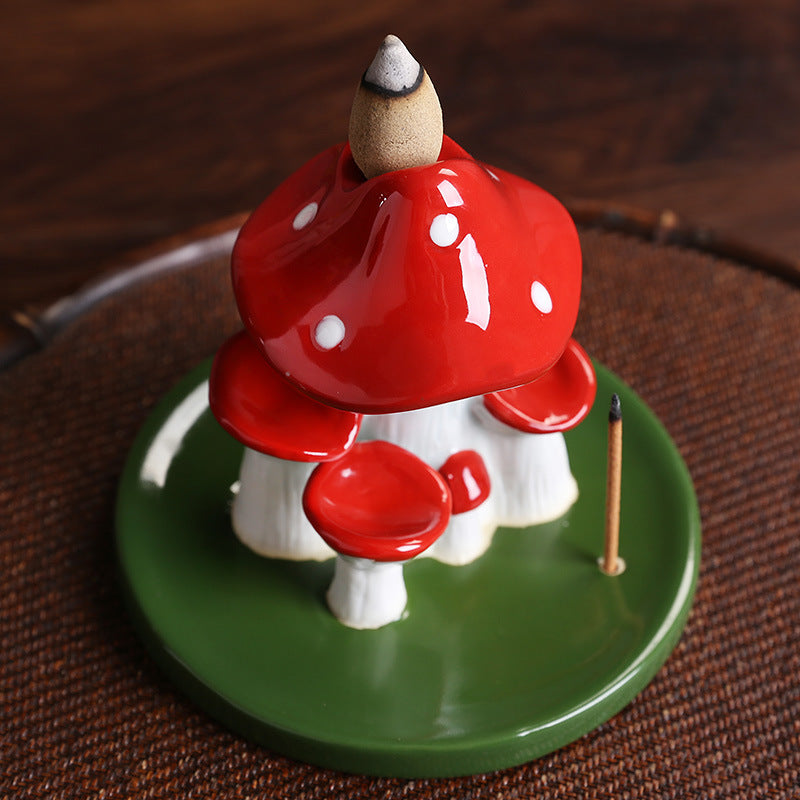 Ceramics Mushroom Backflow Incense Burner Home Decor Ornaments GEMROCKY-Psychic-