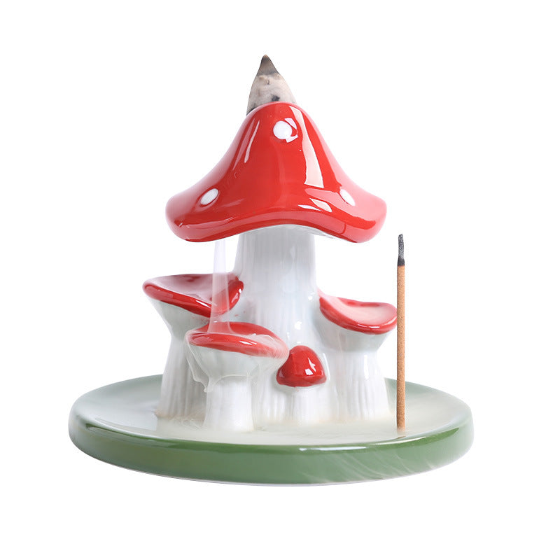 Ceramics Mushroom Backflow Incense Burner Home Decor Ornaments GEMROCKY-Psychic-