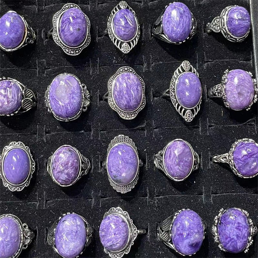 Charoite Rings GEMROCKY-Jewelry-