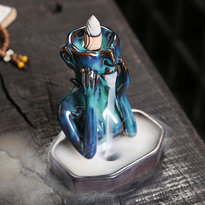 Chin Resting Bust Art Backflow Incense Burner Home Decor Ornaments GEMROCKY-Psychic-