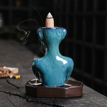 Chin Resting Bust Art Backflow Incense Burner Home Decor Ornaments GEMROCKY-Psychic-