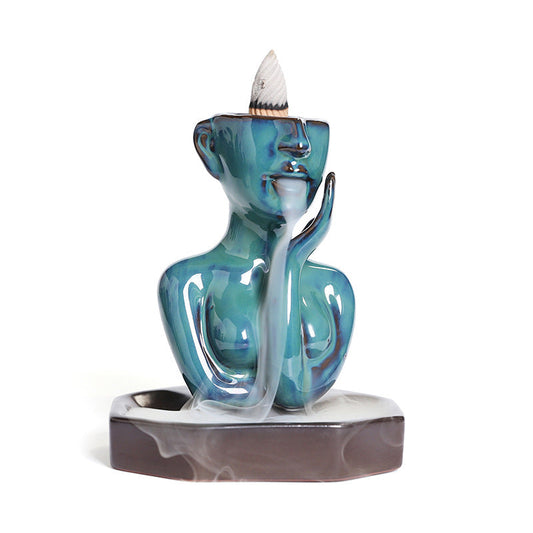 Chin Resting Bust Art Backflow Incense Burner Home Decor Ornaments GEMROCKY-Psychic-