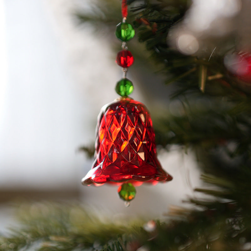 Christmas Red Glass Bell Wind Chimes New Year Suncatcher Ornaments GEMROCKY-Decoration-