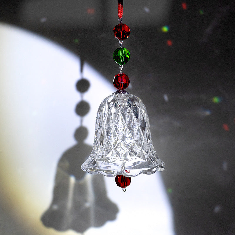 Christmas Red Glass Bell Wind Chimes New Year Suncatcher Ornaments GEMROCKY-Decoration-