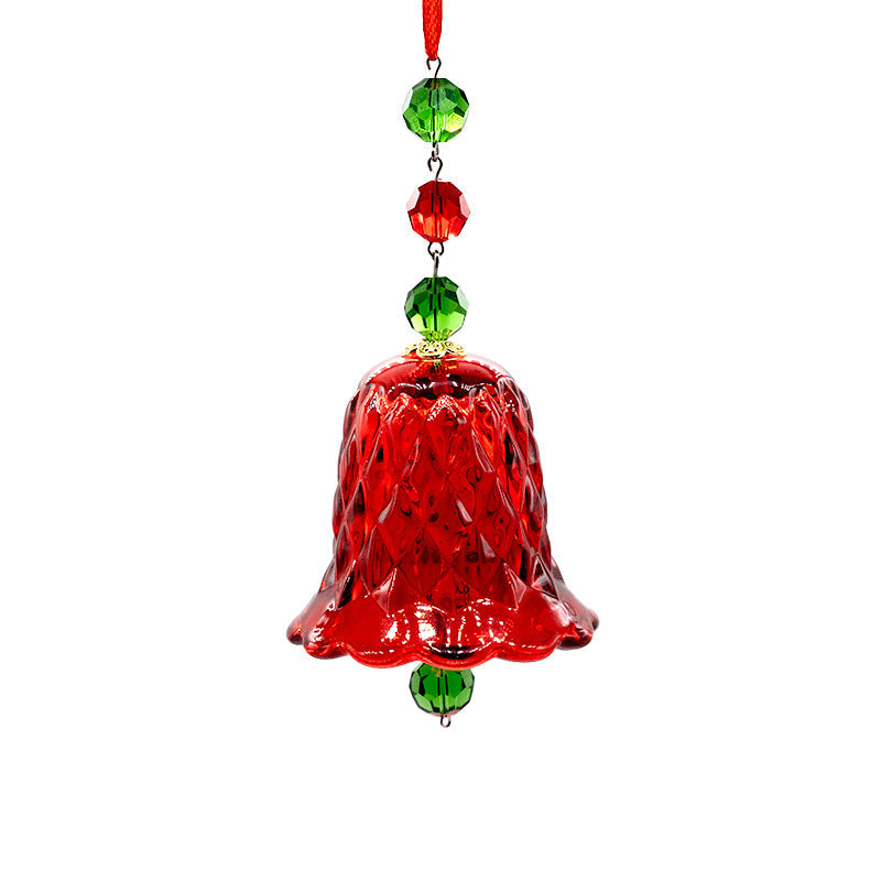 Christmas Red Glass Bell Wind Chimes New Year Suncatcher Ornaments GEMROCKY-Decoration-Red-