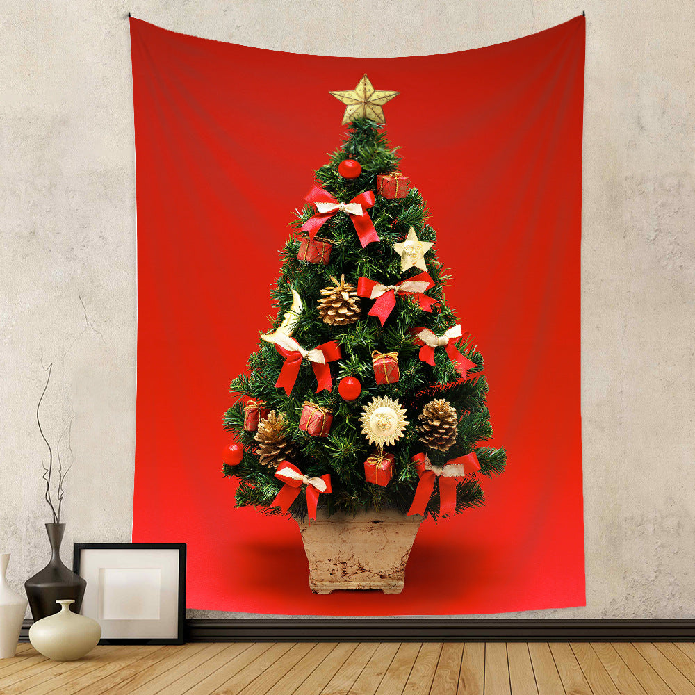 Christmas Tree Holiday Background Cloth Home Decor Tapestry GEMROCKY-Decoration-73*95cm (brushed hair)-1-