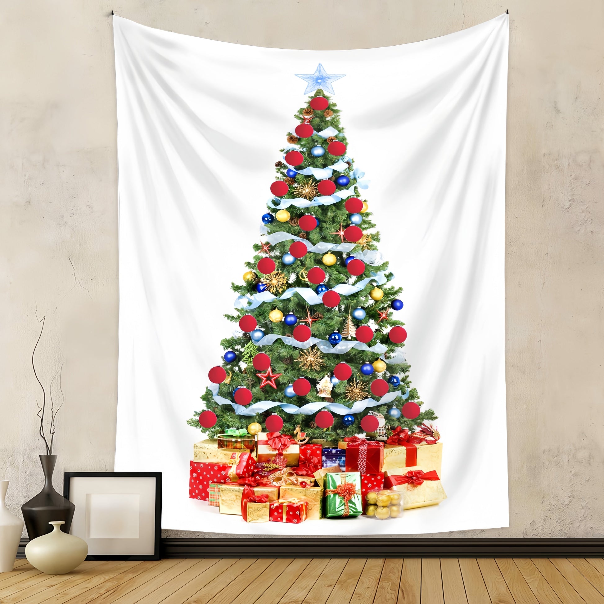 Christmas Tree Holiday Background Cloth Home Decor Tapestry GEMROCKY-Decoration-73*95cm (brushed hair)-10-