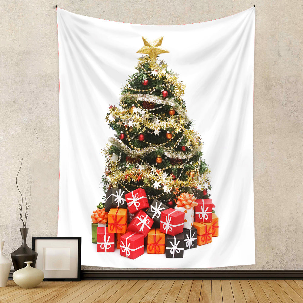 Christmas Tree Holiday Background Cloth Home Decor Tapestry GEMROCKY-Decoration-73*95cm (brushed hair)-13-