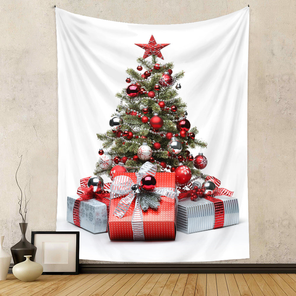 Christmas Tree Holiday Background Cloth Home Decor Tapestry GEMROCKY-Decoration-73*95cm (brushed hair)-2-