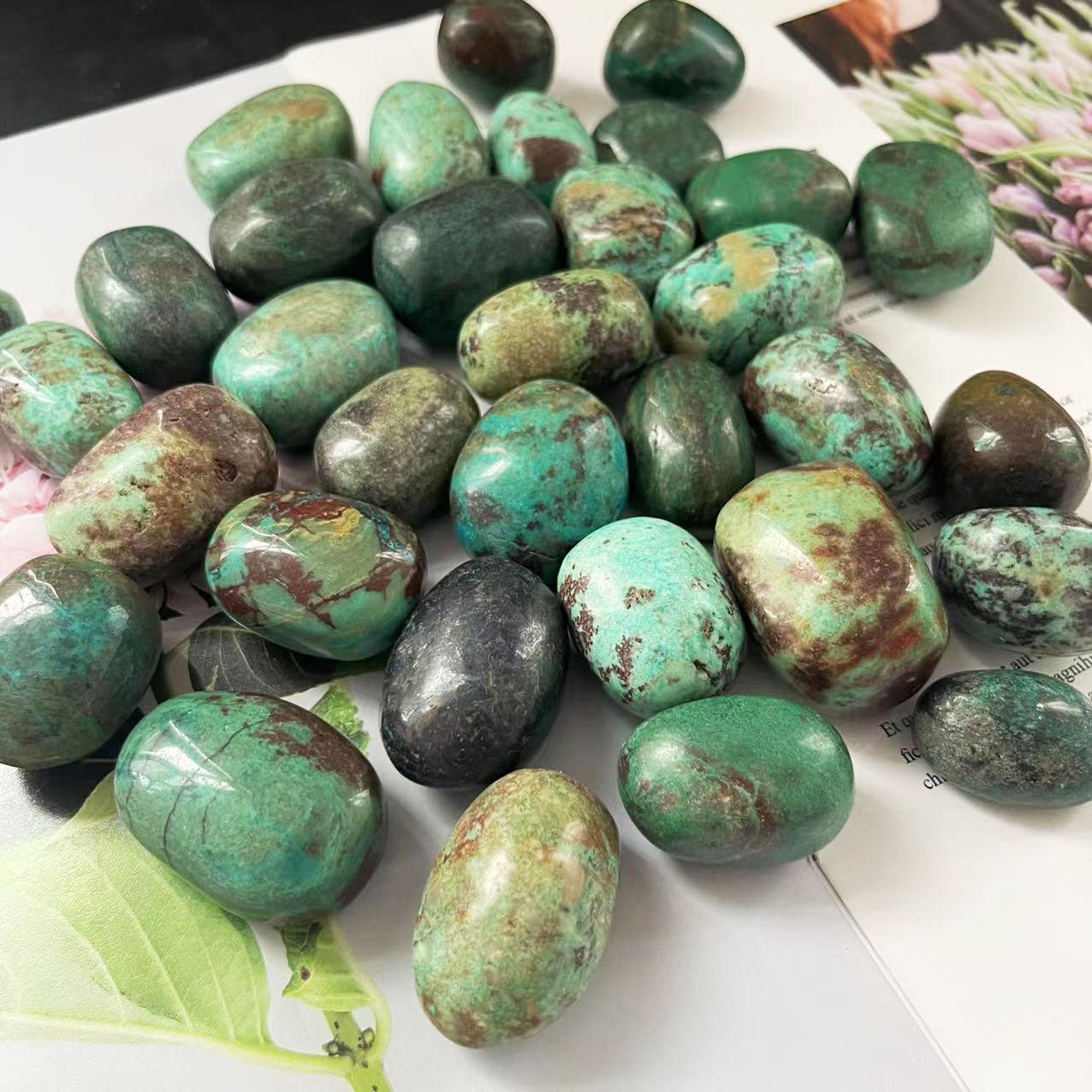 Chrysocolla Tumble Stones GEMROCKY-Tumbles-