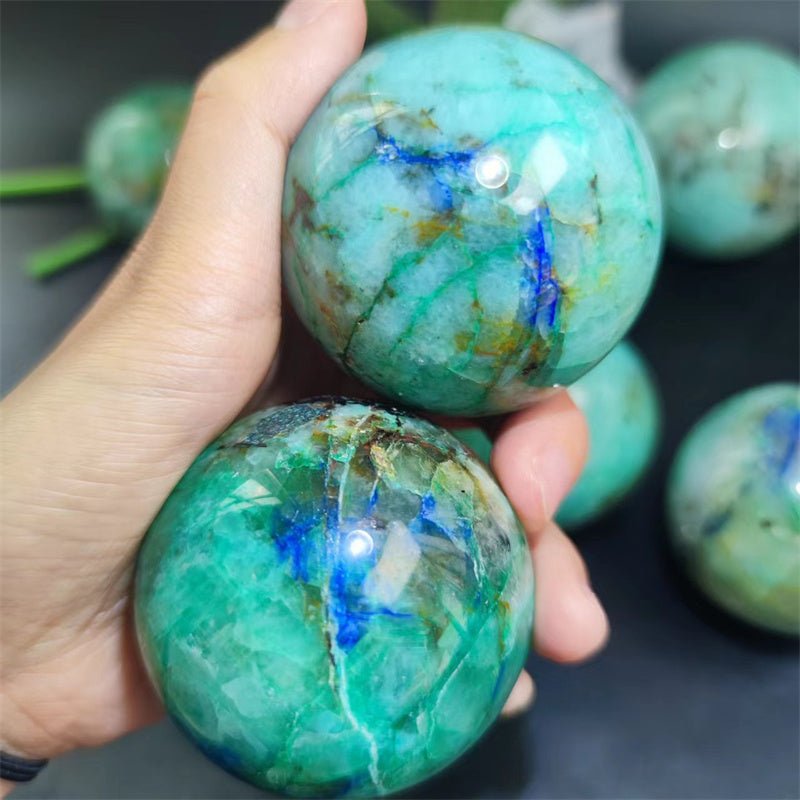 Chrysocolla with Lapis Spheres GEMROCKY-Spheres-