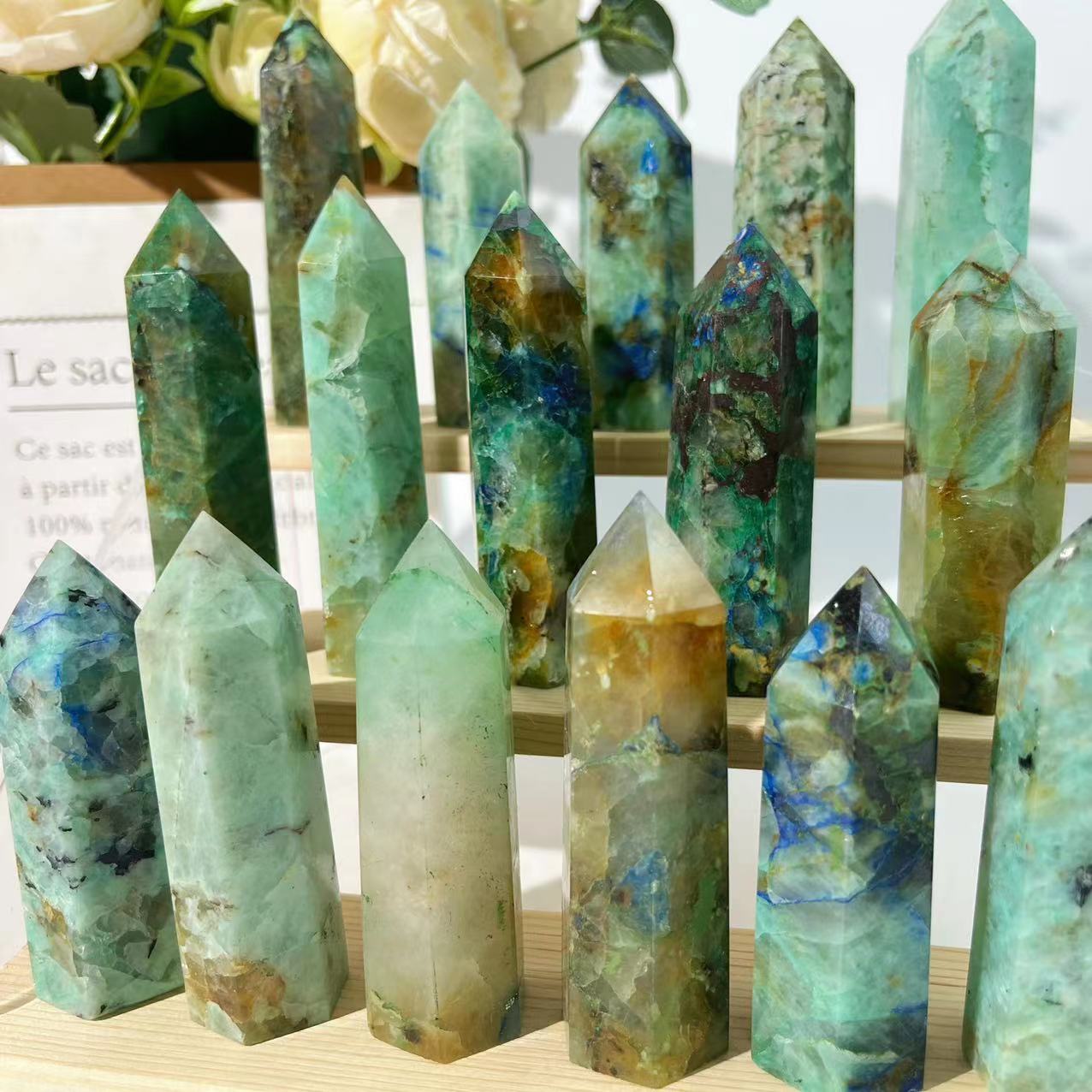 Chrysocolla with Lapis Stone Point Wands GEMROCKY-Point Wands-