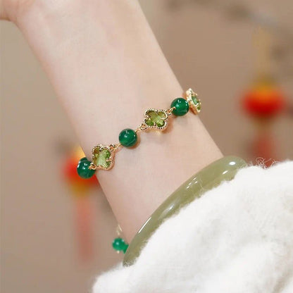 Chrysoprase Agate Lucky Clover Bracelets GEMROCKY-Jewelry-Apple Green-