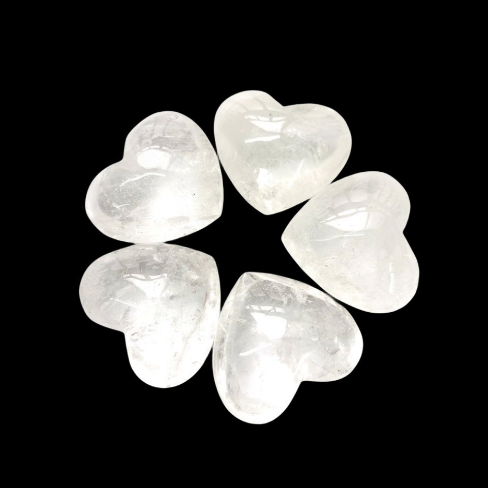 Clear Quartz Crystal Hearts GEMROCKY-Carvings-