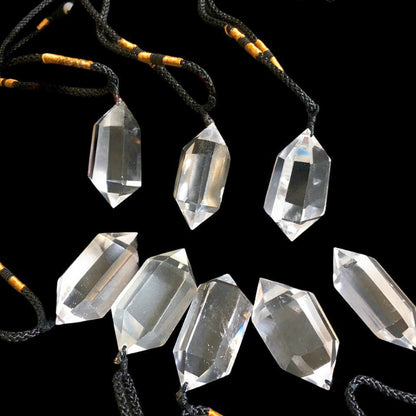 Clear Quartz Double Points Pendant Necklaces GEMROCKY-Jewelry-