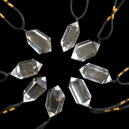 Clear Quartz Double Points Pendant Necklaces GEMROCKY-Jewelry-