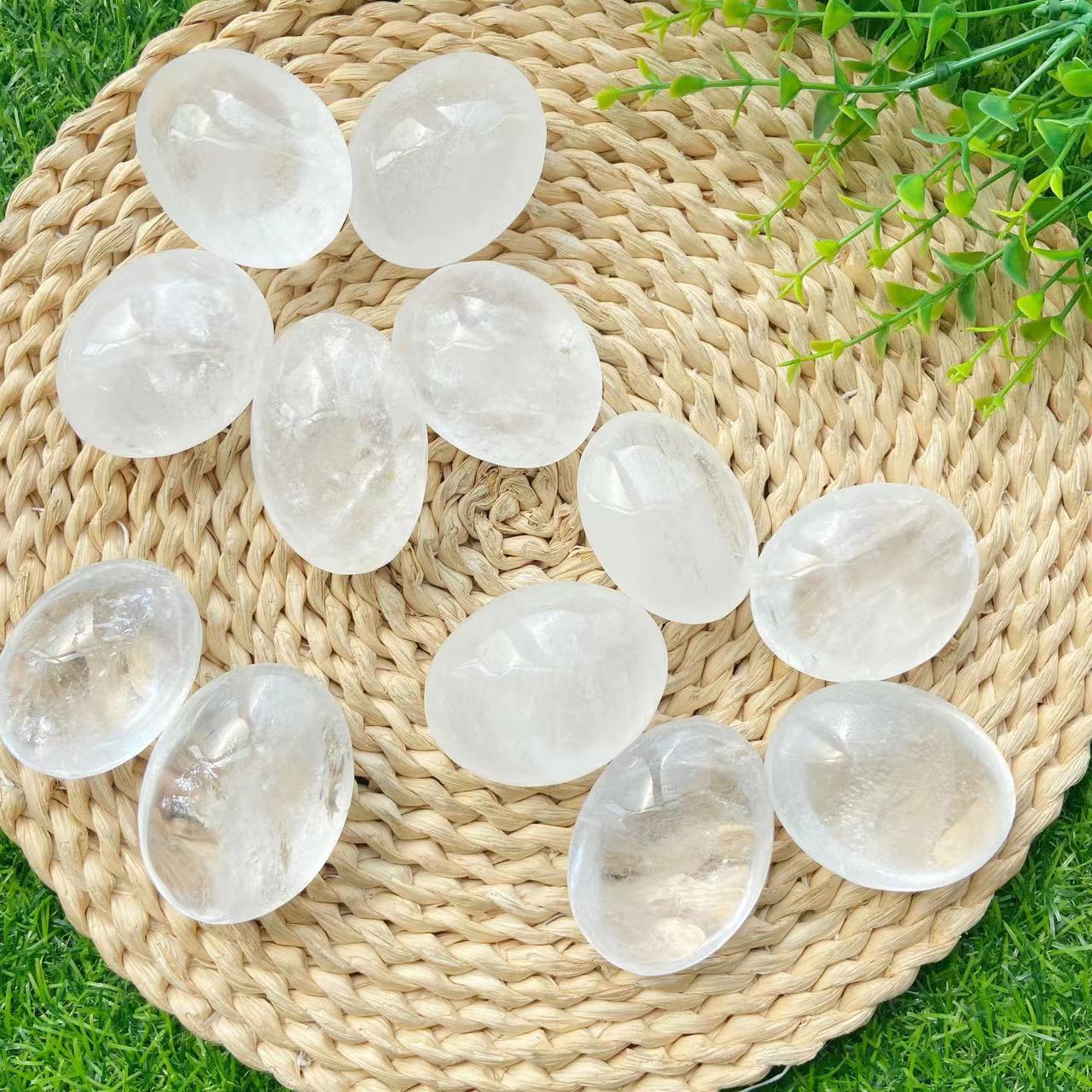 Clear Quartz Palm Stones GEMROCKY-Carvings-