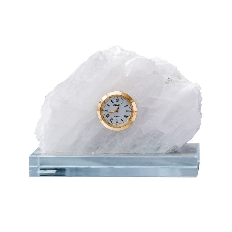 Clear Selenite Clock Table Ornaments GEMROCKY-Decoration-15*10*12CM-