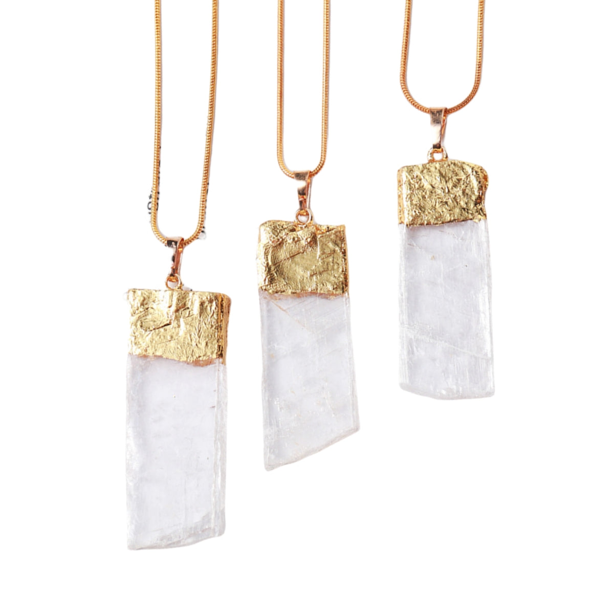 Clear Selenite Wand Pendant Necklaces GEMROCKY-Jewelry-