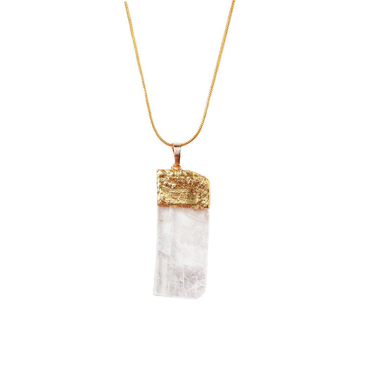 Clear Selenite Wand Pendant Necklaces GEMROCKY-Jewelry-