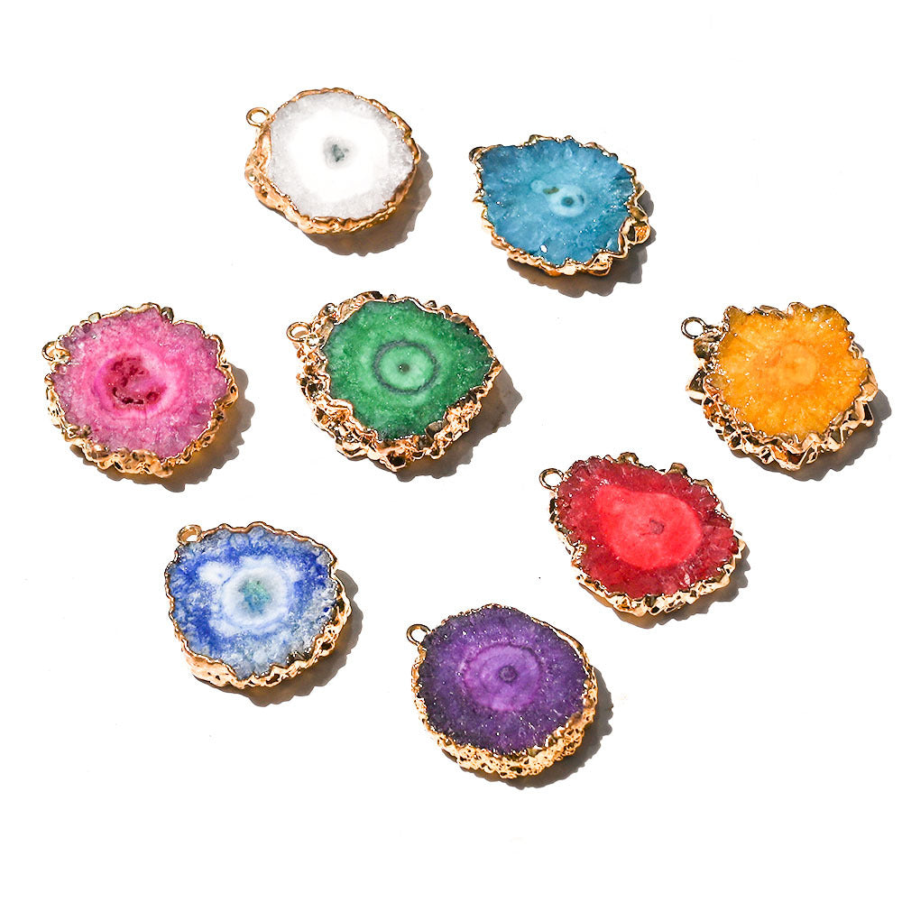 Colorful Cluster Slice Sunflower Pendants for Necklace GEMROCKY-Jewelry-