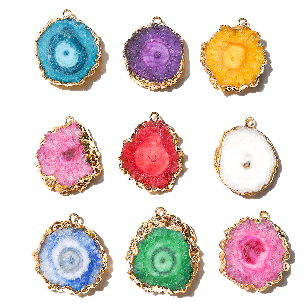 Colorful Cluster Slice Sunflower Pendants for Necklace GEMROCKY-Jewelry-