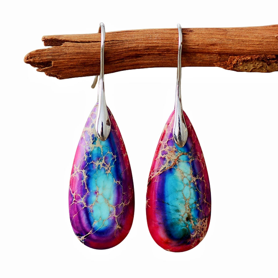 Colorful Emperor Stone Bohemian Eardrop Earrings GEMROCKY-Jewelry-Purple-