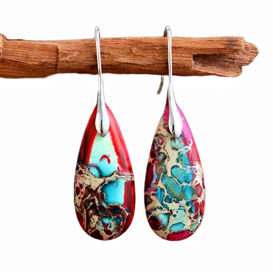 Colorful Emperor Stone Bohemian Eardrop Earrings GEMROCKY-Jewelry-Red-