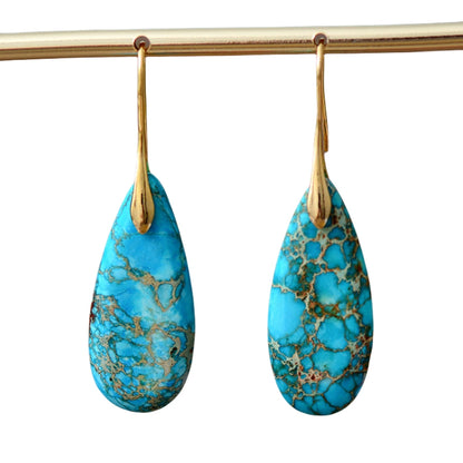 Colorful Emperor Stone Bohemian Eardrop Earrings GEMROCKY-Jewelry-Turquoise Blue Golden-