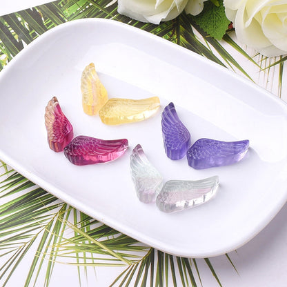 Colorful Fluorite Crystal 3cm Wings Carvings GEMROCKY-Carvings-