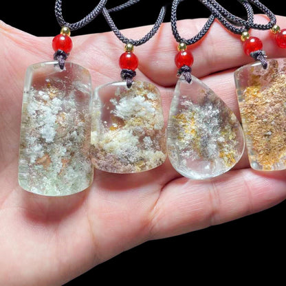 Colorful Moss Phantom Quartz Irregular Pendant Necklaces GEMROCKY-Jewelry-