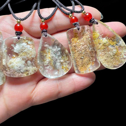 Colorful Moss Phantom Quartz Irregular Pendant Necklaces GEMROCKY-Jewelry-