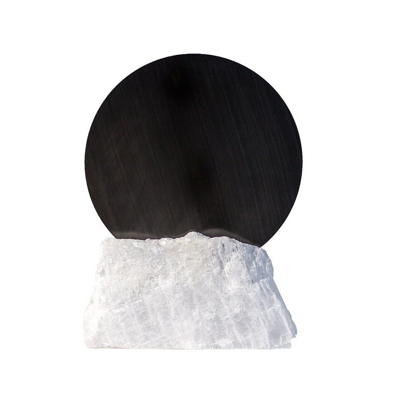 Cooper Glass Rough Selenite Stand Sunrise Ornaments GEMROCKY-Decoration-Black Cooper L 25*9*36cm-