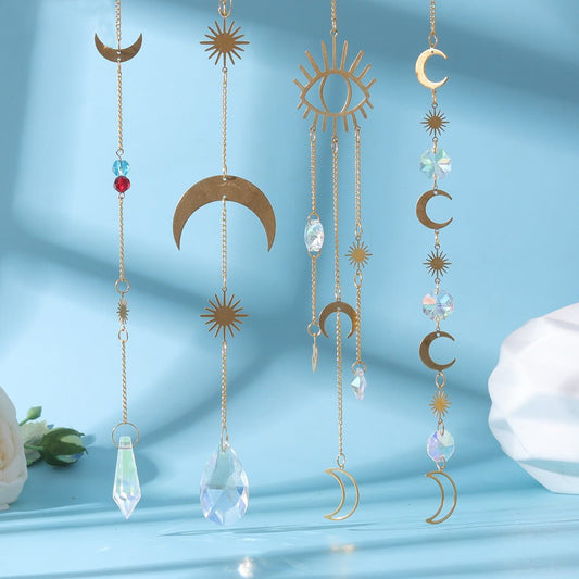 Cooper Slice Sun and Moon Pendant Suncatcher Ornaments GEMROCKY-Decoration-