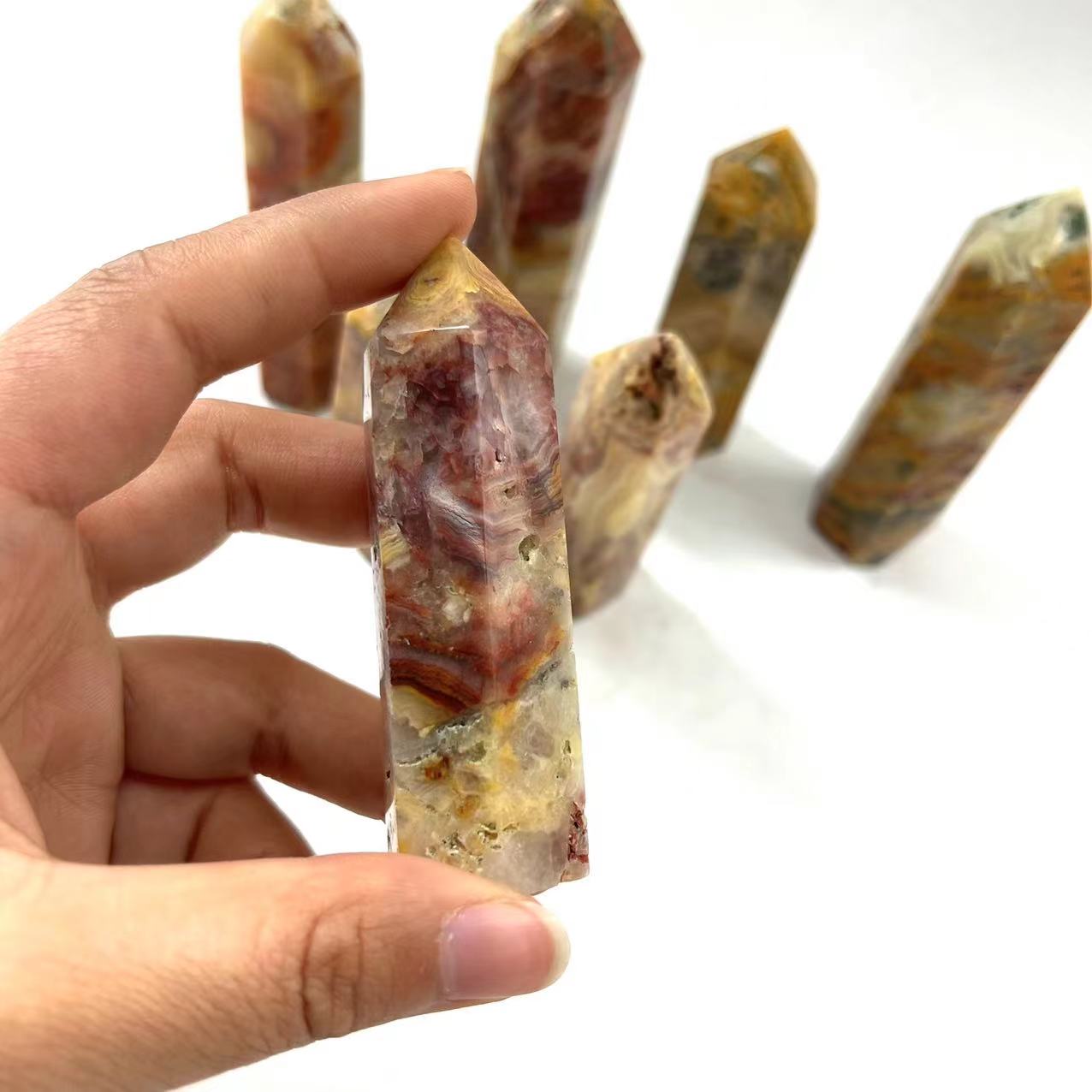 Crazy Lace Agate Point Wands GEMROCKY-Point Wands-