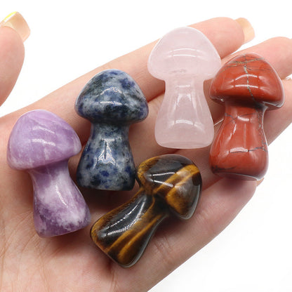 Crystal 1.3Inch Mushroom Multi Material Carvings GEMROCKY-Carvings-