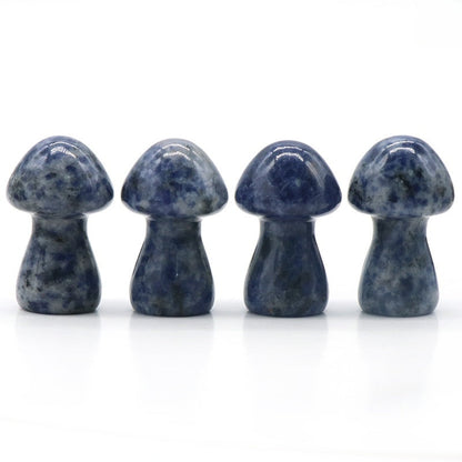 Crystal 1.3Inch Mushroom Multi Material Carvings GEMROCKY-Carvings-Blue Spot Stone-