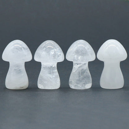 Crystal 1.3Inch Mushroom Multi Material Carvings GEMROCKY-Carvings-Clear Quartz-