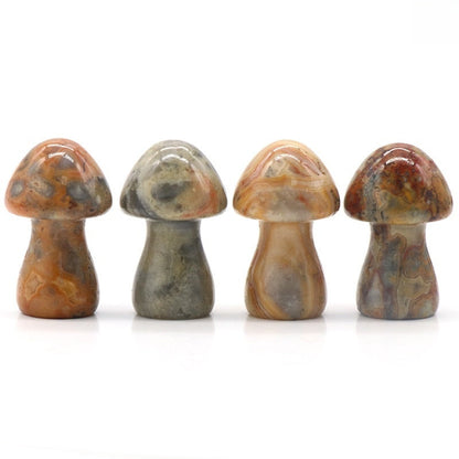 Crystal 1.3Inch Mushroom Multi Material Carvings GEMROCKY-Carvings-Crazy Agate-