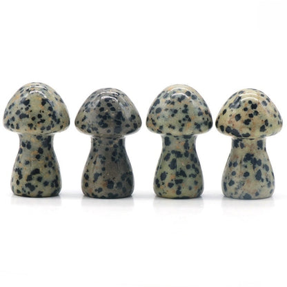 Crystal 1.3Inch Mushroom Multi Material Carvings GEMROCKY-Carvings-Dalmatian Jasper-