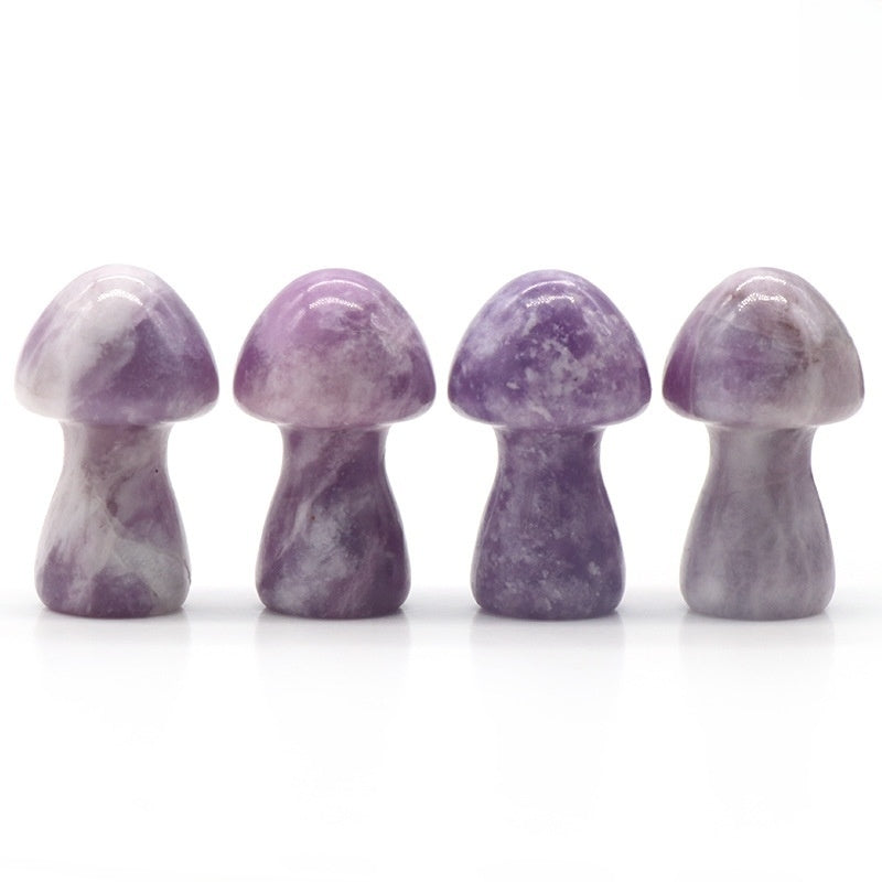 Crystal 1.3Inch Mushroom Multi Material Carvings GEMROCKY-Carvings-Lepidolite-