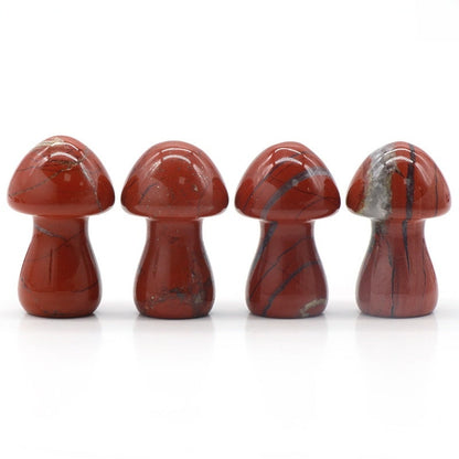 Crystal 1.3Inch Mushroom Multi Material Carvings GEMROCKY-Carvings-Red Jasper-