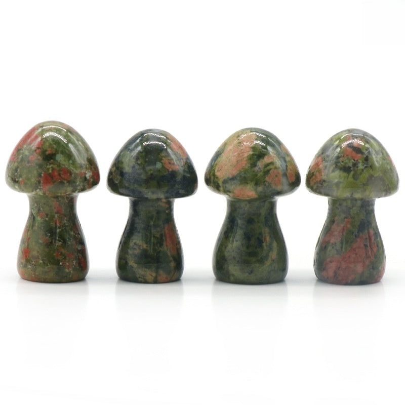 Crystal 1.3Inch Mushroom Multi Material Carvings GEMROCKY-Carvings-Unakite-