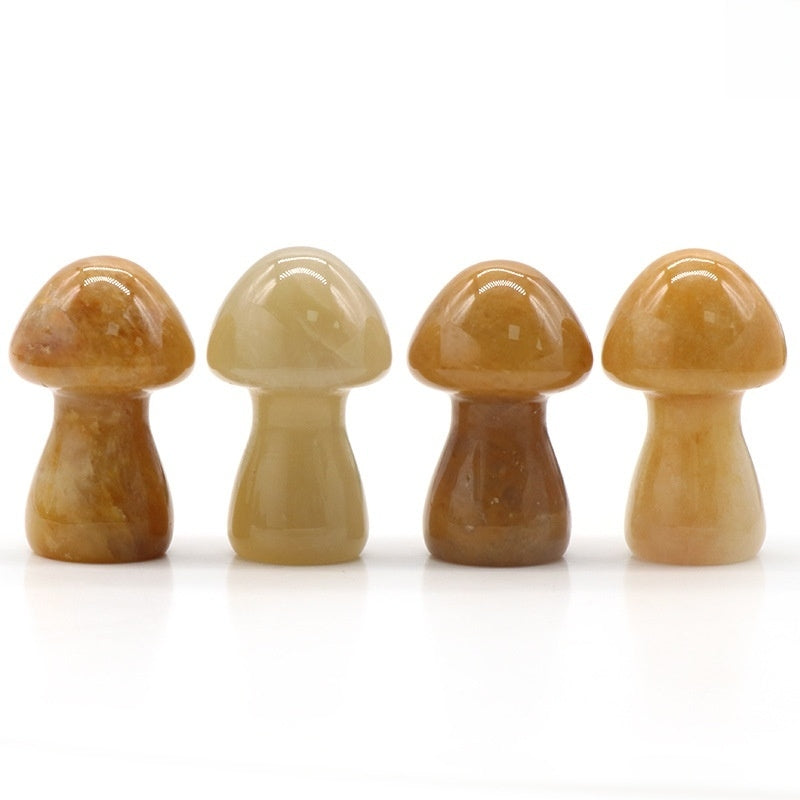 Crystal 1.3Inch Mushroom Multi Material Carvings GEMROCKY-Carvings-Yellow Stone-