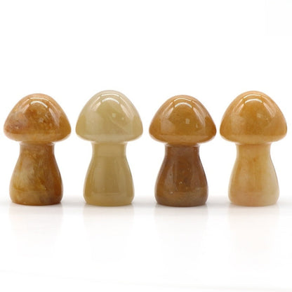 Crystal 1.3Inch Mushroom Multi Material Carvings GEMROCKY-Carvings-Yellow Stone-