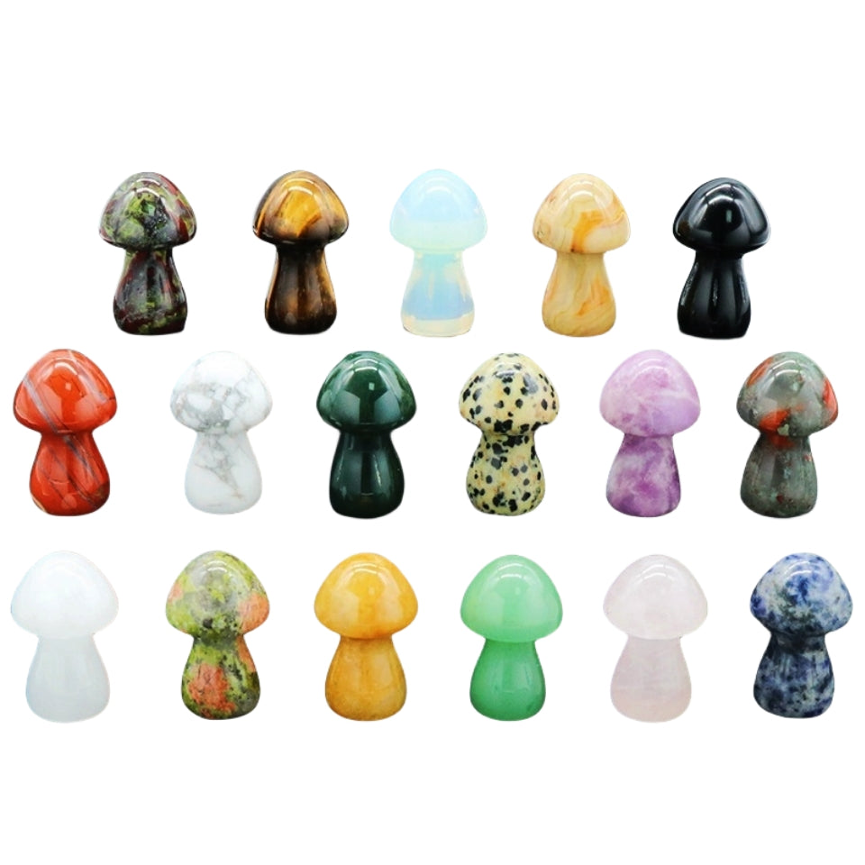 Crystal 1.3Inch Mushroom Multi Material Carvings GEMROCKY-Carvings-